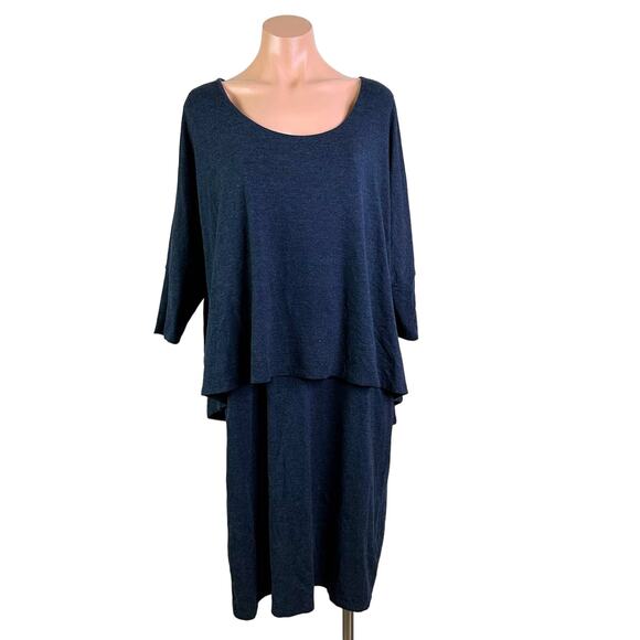 Soft Surroundings Perfect Layer Jersey Knit Dolman Sleeve Dress Navy Size XL - Picture 2 of 9